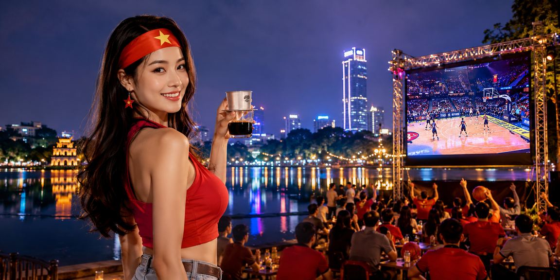 Người dùng Hà Nội xem bóng rổ và cá cược thể thao bên tách cà phê